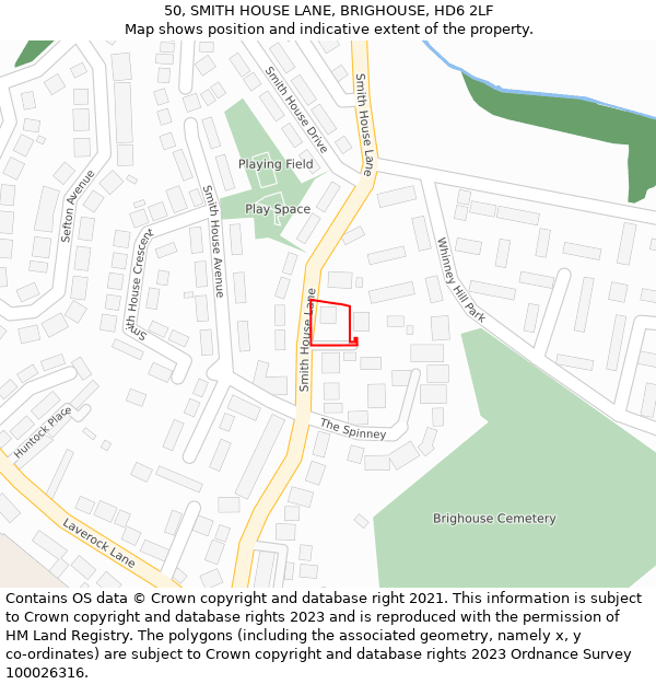 50, SMITH HOUSE LANE, BRIGHOUSE, HD6 2LF: Location map and indicative extent of plot