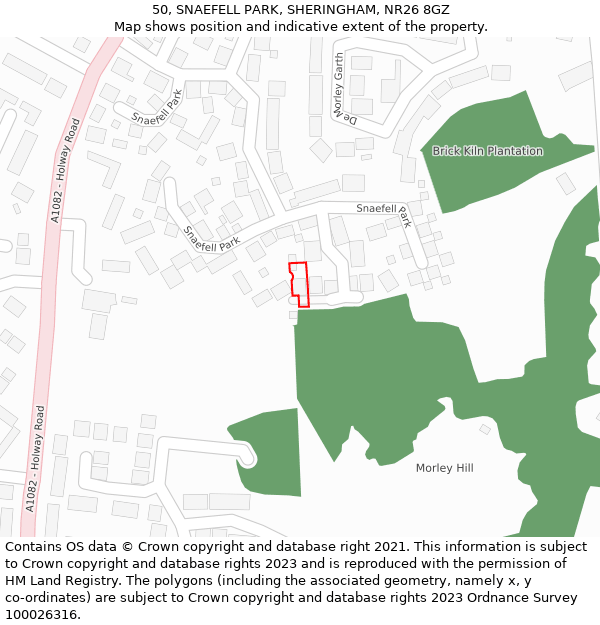 50, SNAEFELL PARK, SHERINGHAM, NR26 8GZ: Location map and indicative extent of plot