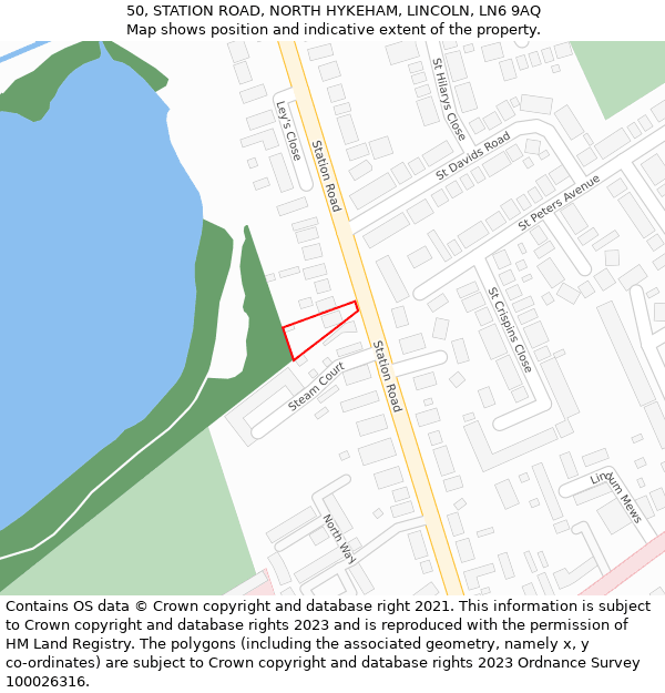 50, STATION ROAD, NORTH HYKEHAM, LINCOLN, LN6 9AQ: Location map and indicative extent of plot