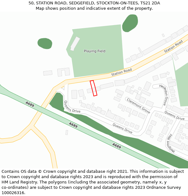 50, STATION ROAD, SEDGEFIELD, STOCKTON-ON-TEES, TS21 2DA: Location map and indicative extent of plot