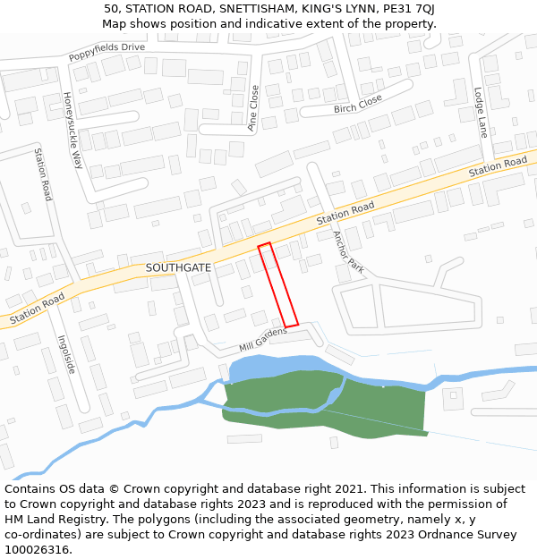 50, STATION ROAD, SNETTISHAM, KING'S LYNN, PE31 7QJ: Location map and indicative extent of plot