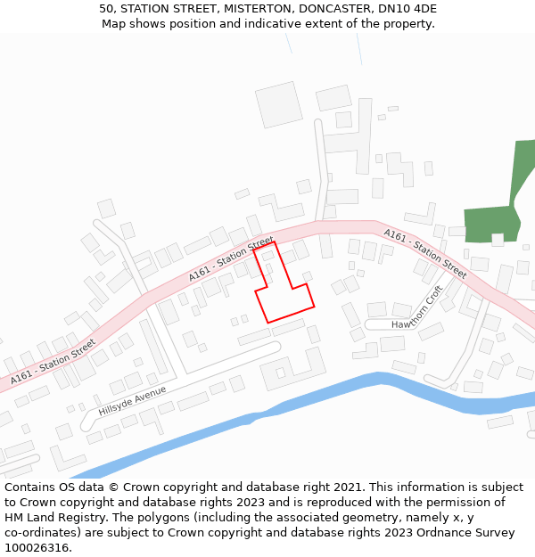 50, STATION STREET, MISTERTON, DONCASTER, DN10 4DE: Location map and indicative extent of plot