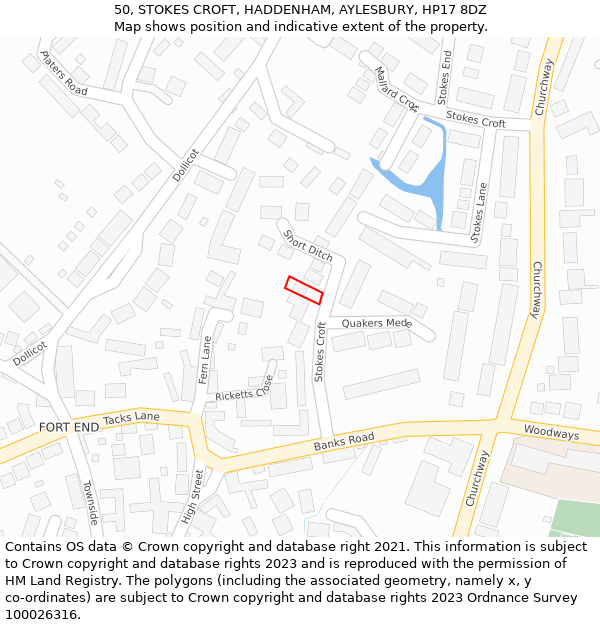 50, STOKES CROFT, HADDENHAM, AYLESBURY, HP17 8DZ: Location map and indicative extent of plot