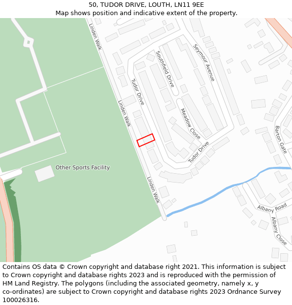 50, TUDOR DRIVE, LOUTH, LN11 9EE: Location map and indicative extent of plot