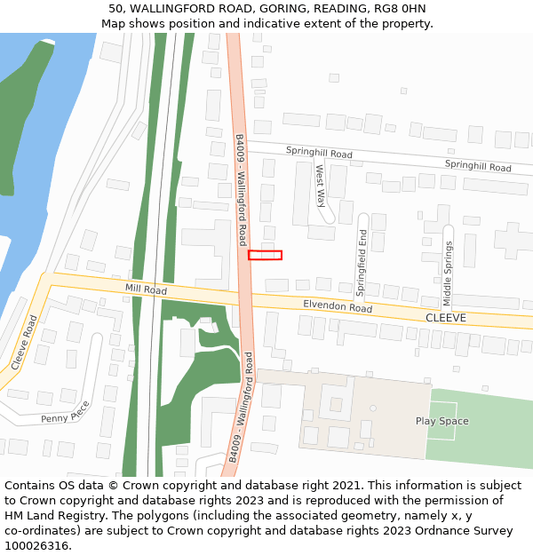 50, WALLINGFORD ROAD, GORING, READING, RG8 0HN: Location map and indicative extent of plot