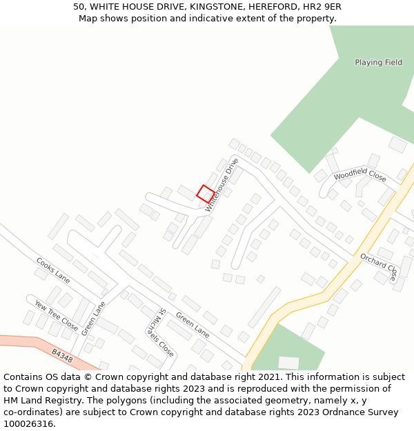 50, WHITE HOUSE DRIVE, KINGSTONE, HEREFORD, HR2 9ER: Location map and indicative extent of plot