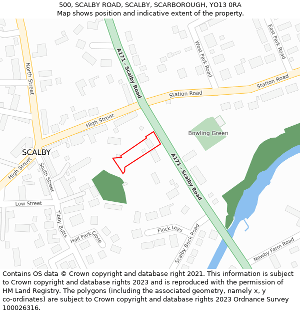 500, SCALBY ROAD, SCALBY, SCARBOROUGH, YO13 0RA: Location map and indicative extent of plot