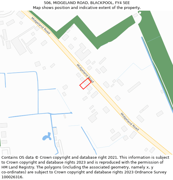 506, MIDGELAND ROAD, BLACKPOOL, FY4 5EE: Location map and indicative extent of plot