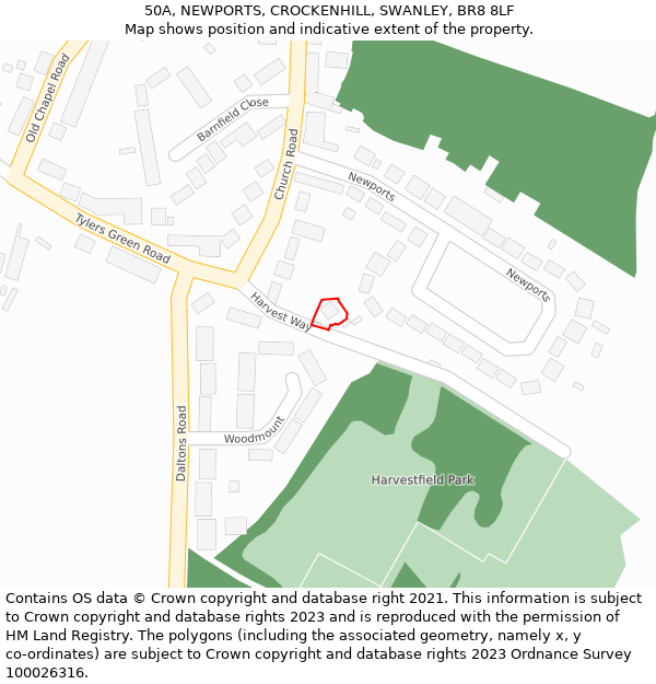 50A, NEWPORTS, CROCKENHILL, SWANLEY, BR8 8LF: Location map and indicative extent of plot