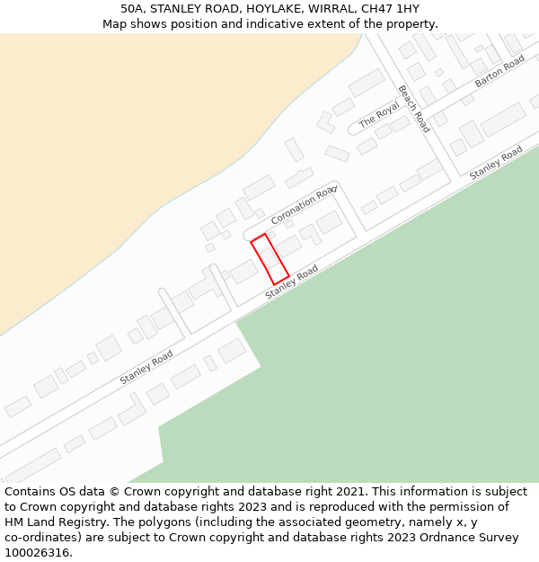 50A, STANLEY ROAD, HOYLAKE, WIRRAL, CH47 1HY: Location map and indicative extent of plot
