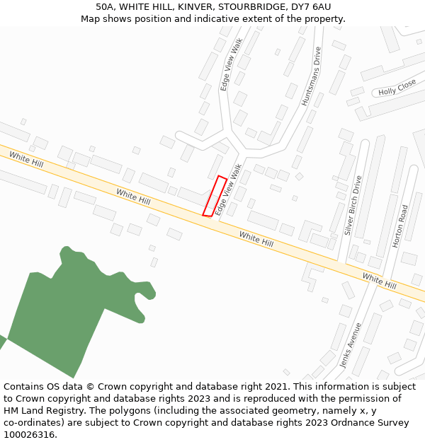 50A, WHITE HILL, KINVER, STOURBRIDGE, DY7 6AU: Location map and indicative extent of plot