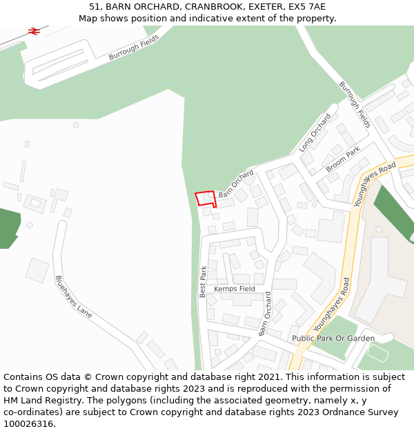 51, BARN ORCHARD, CRANBROOK, EXETER, EX5 7AE: Location map and indicative extent of plot