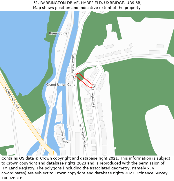 51, BARRINGTON DRIVE, HAREFIELD, UXBRIDGE, UB9 6RJ: Location map and indicative extent of plot