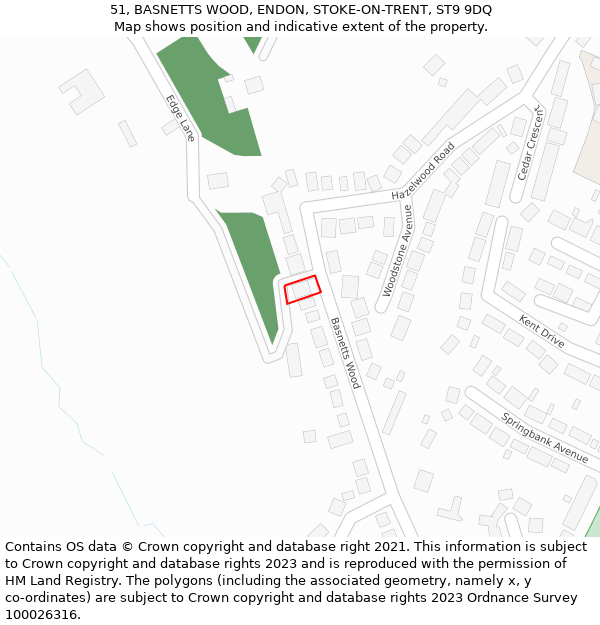 51, BASNETTS WOOD, ENDON, STOKE-ON-TRENT, ST9 9DQ: Location map and indicative extent of plot