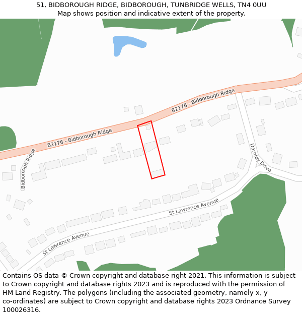 51, BIDBOROUGH RIDGE, BIDBOROUGH, TUNBRIDGE WELLS, TN4 0UU: Location map and indicative extent of plot