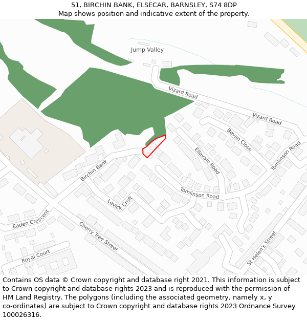 51, BIRCHIN BANK, ELSECAR, BARNSLEY, S74 8DP: Location map and indicative extent of plot