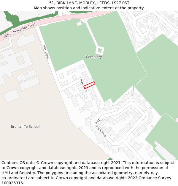 51, BIRK LANE, MORLEY, LEEDS, LS27 0ST: Location map and indicative extent of plot