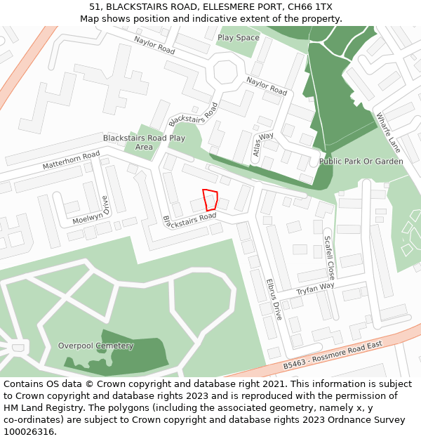 51, BLACKSTAIRS ROAD, ELLESMERE PORT, CH66 1TX: Location map and indicative extent of plot