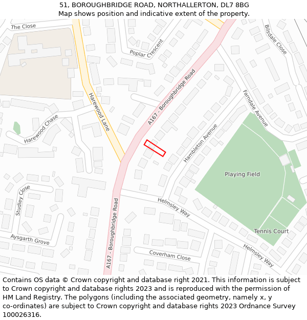 51, BOROUGHBRIDGE ROAD, NORTHALLERTON, DL7 8BG: Location map and indicative extent of plot