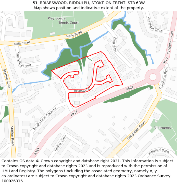 51, BRIARSWOOD, BIDDULPH, STOKE-ON-TRENT, ST8 6BW: Location map and indicative extent of plot