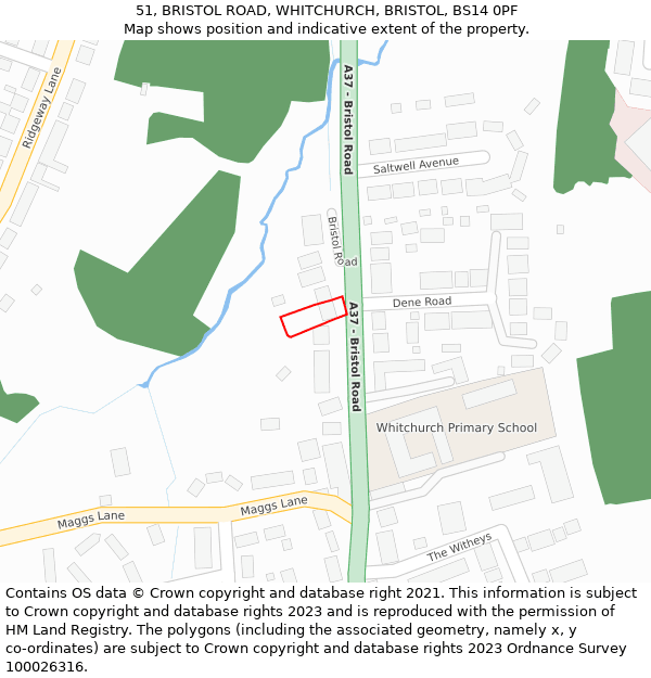 51, BRISTOL ROAD, WHITCHURCH, BRISTOL, BS14 0PF: Location map and indicative extent of plot