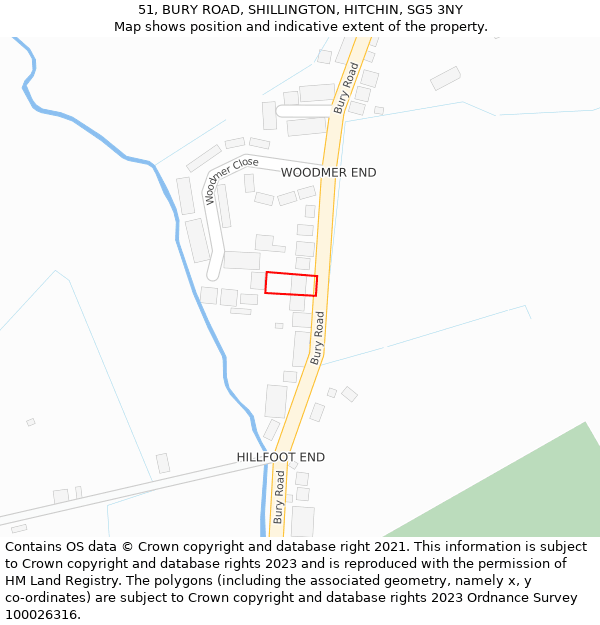 51, BURY ROAD, SHILLINGTON, HITCHIN, SG5 3NY: Location map and indicative extent of plot