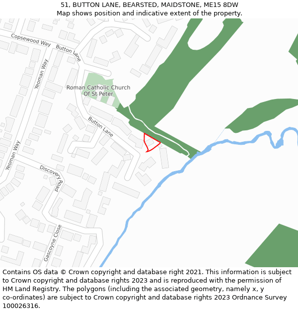 51, BUTTON LANE, BEARSTED, MAIDSTONE, ME15 8DW: Location map and indicative extent of plot
