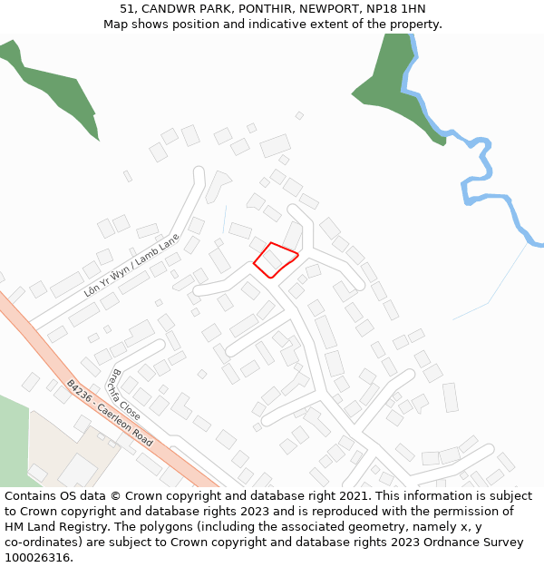 51, CANDWR PARK, PONTHIR, NEWPORT, NP18 1HN: Location map and indicative extent of plot