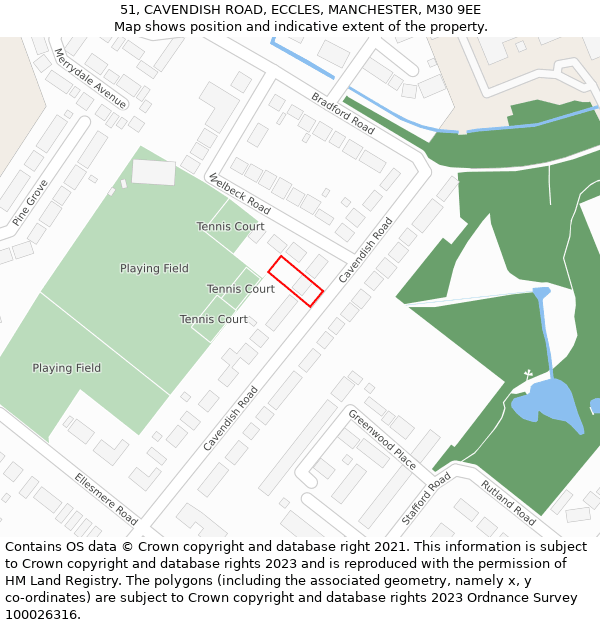 51, CAVENDISH ROAD, ECCLES, MANCHESTER, M30 9EE: Location map and indicative extent of plot