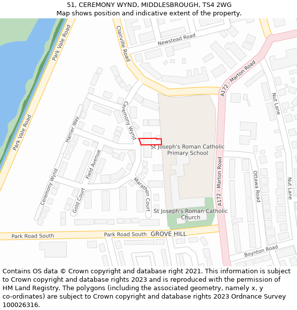 51, CEREMONY WYND, MIDDLESBROUGH, TS4 2WG: Location map and indicative extent of plot