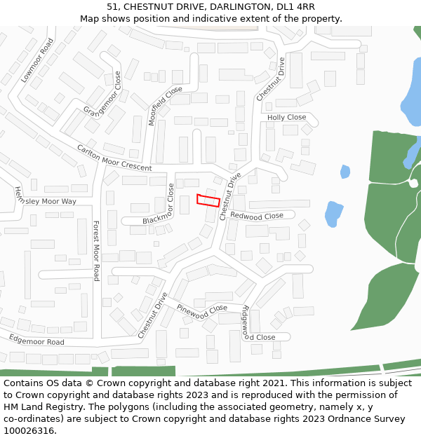 51, CHESTNUT DRIVE, DARLINGTON, DL1 4RR: Location map and indicative extent of plot