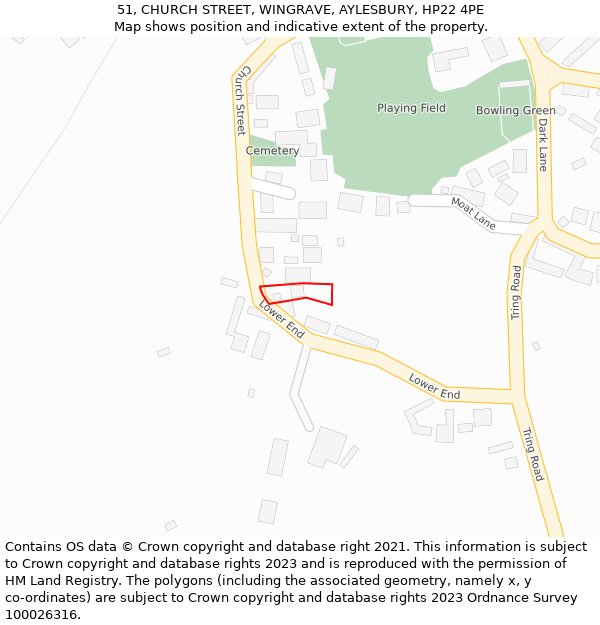 51, CHURCH STREET, WINGRAVE, AYLESBURY, HP22 4PE: Location map and indicative extent of plot