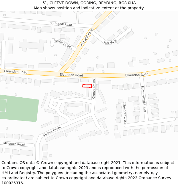 51, CLEEVE DOWN, GORING, READING, RG8 0HA: Location map and indicative extent of plot