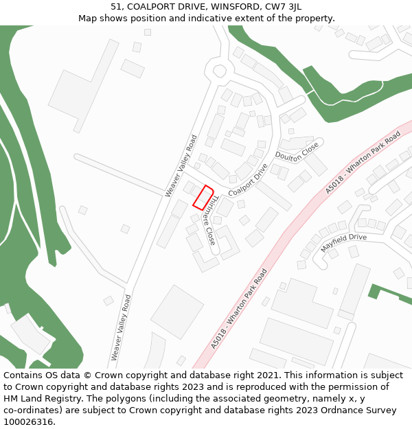 51, COALPORT DRIVE, WINSFORD, CW7 3JL: Location map and indicative extent of plot