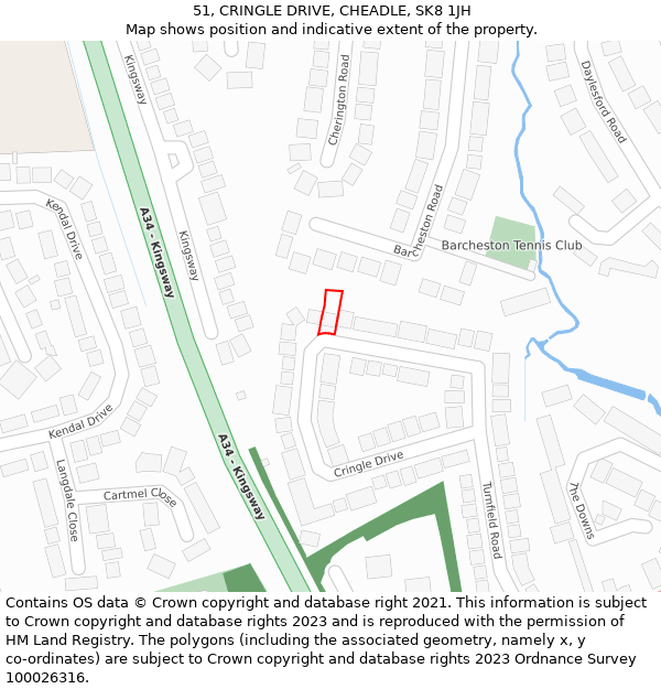 51, CRINGLE DRIVE, CHEADLE, SK8 1JH: Location map and indicative extent of plot