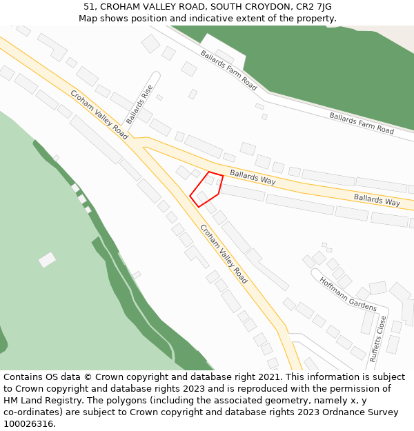 51, CROHAM VALLEY ROAD, SOUTH CROYDON, CR2 7JG: Location map and indicative extent of plot