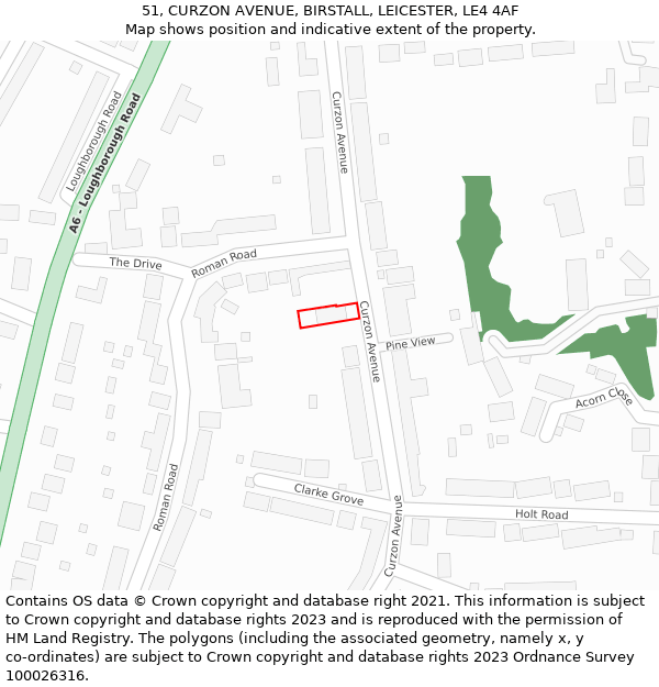 51, CURZON AVENUE, BIRSTALL, LEICESTER, LE4 4AF: Location map and indicative extent of plot