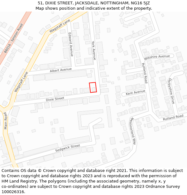 51, DIXIE STREET, JACKSDALE, NOTTINGHAM, NG16 5JZ: Location map and indicative extent of plot