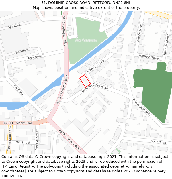 51, DOMINIE CROSS ROAD, RETFORD, DN22 6NL: Location map and indicative extent of plot