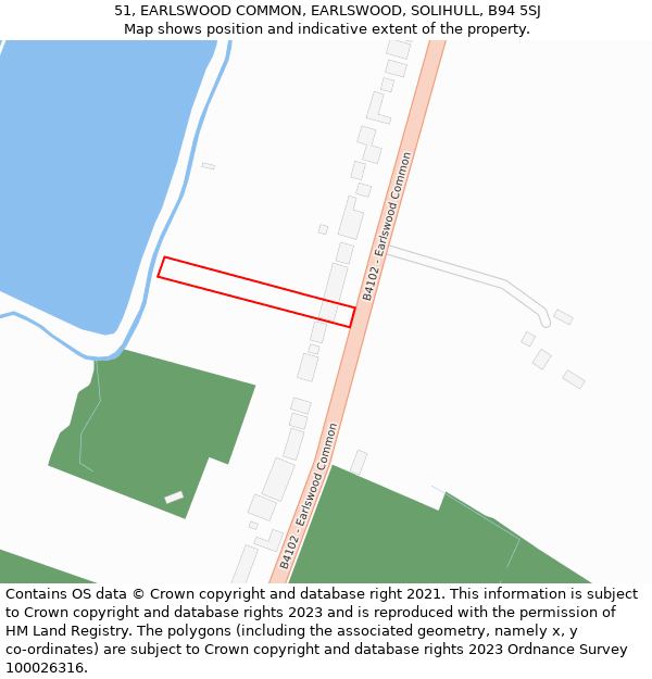 51, EARLSWOOD COMMON, EARLSWOOD, SOLIHULL, B94 5SJ: Location map and indicative extent of plot