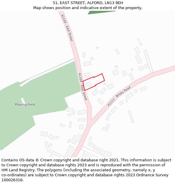 51, EAST STREET, ALFORD, LN13 9EH: Location map and indicative extent of plot