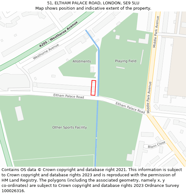 51, ELTHAM PALACE ROAD, LONDON, SE9 5LU: Location map and indicative extent of plot
