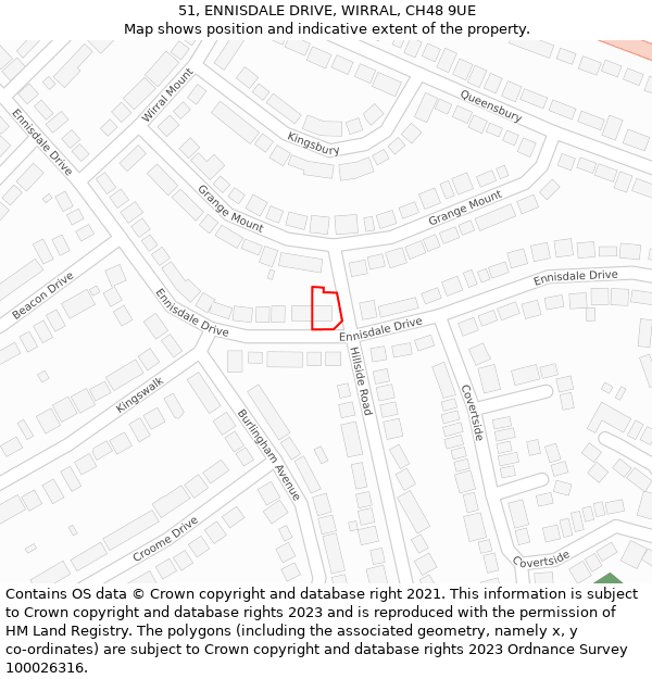 51, ENNISDALE DRIVE, WIRRAL, CH48 9UE: Location map and indicative extent of plot