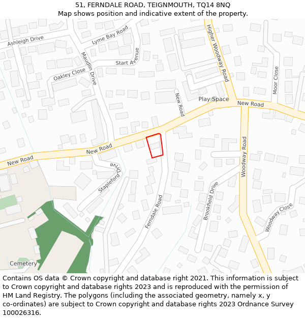 51, FERNDALE ROAD, TEIGNMOUTH, TQ14 8NQ: Location map and indicative extent of plot