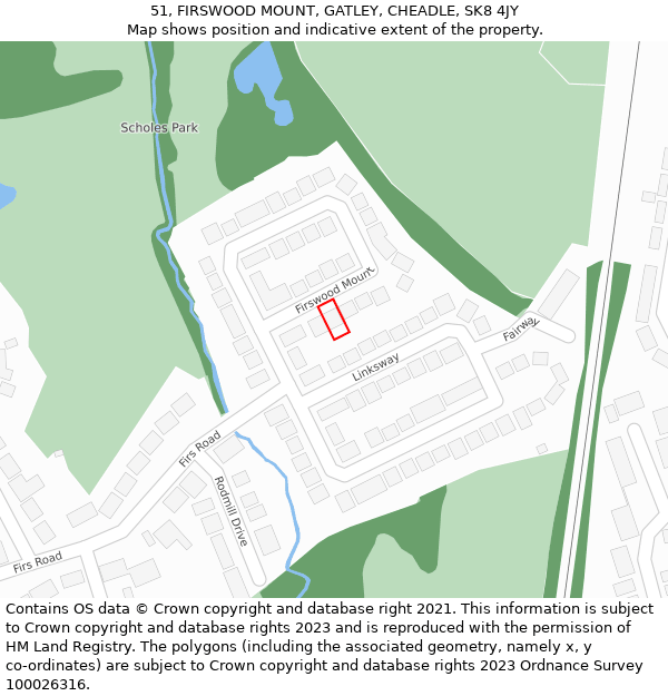 51, FIRSWOOD MOUNT, GATLEY, CHEADLE, SK8 4JY: Location map and indicative extent of plot