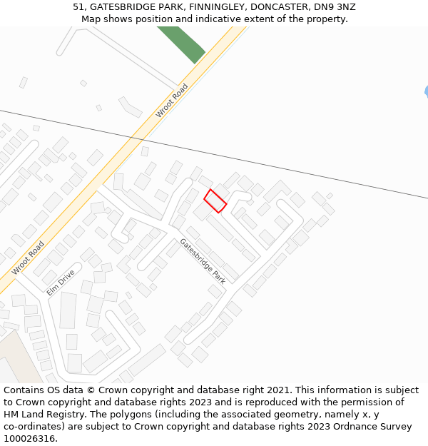 51, GATESBRIDGE PARK, FINNINGLEY, DONCASTER, DN9 3NZ: Location map and indicative extent of plot