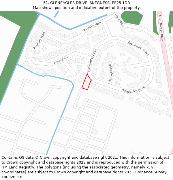 51, GLENEAGLES DRIVE, SKEGNESS, PE25 1DR: Location map and indicative extent of plot