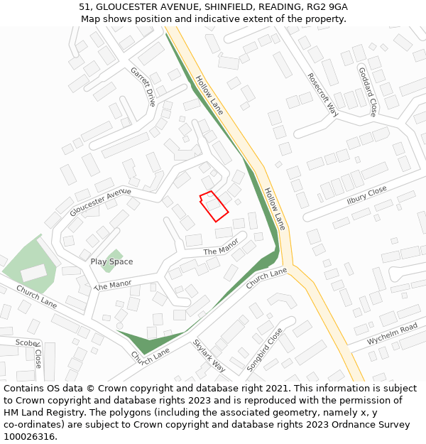 51, GLOUCESTER AVENUE, SHINFIELD, READING, RG2 9GA: Location map and indicative extent of plot