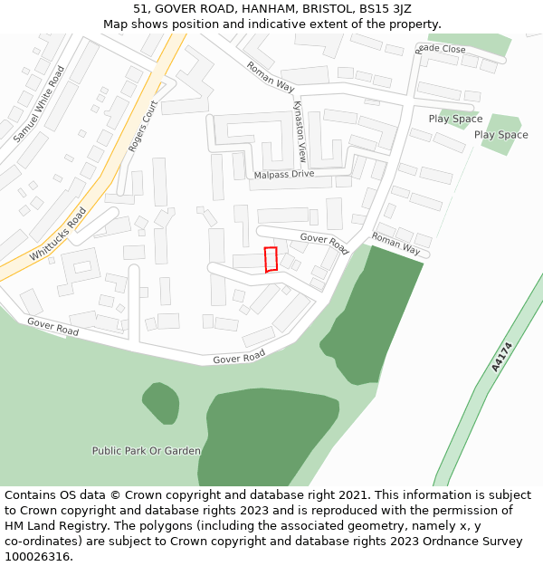 51, GOVER ROAD, HANHAM, BRISTOL, BS15 3JZ: Location map and indicative extent of plot