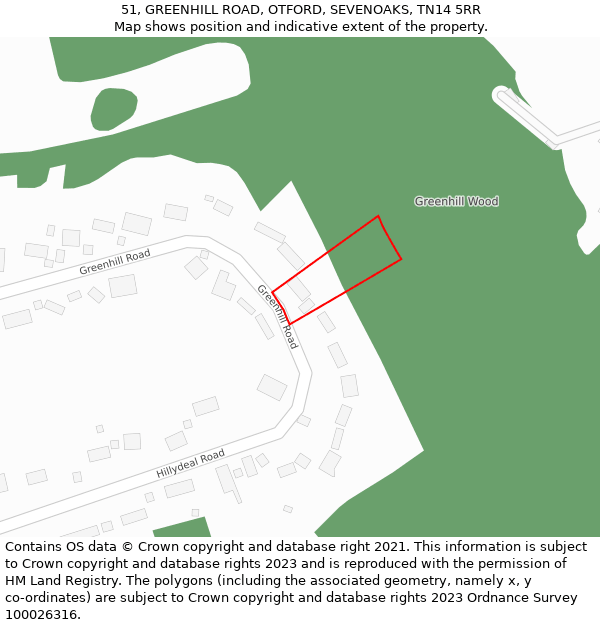 51, GREENHILL ROAD, OTFORD, SEVENOAKS, TN14 5RR: Location map and indicative extent of plot